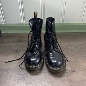 Dr. Martens 1460 Black Paten Leather Lace Up Boots Size 9